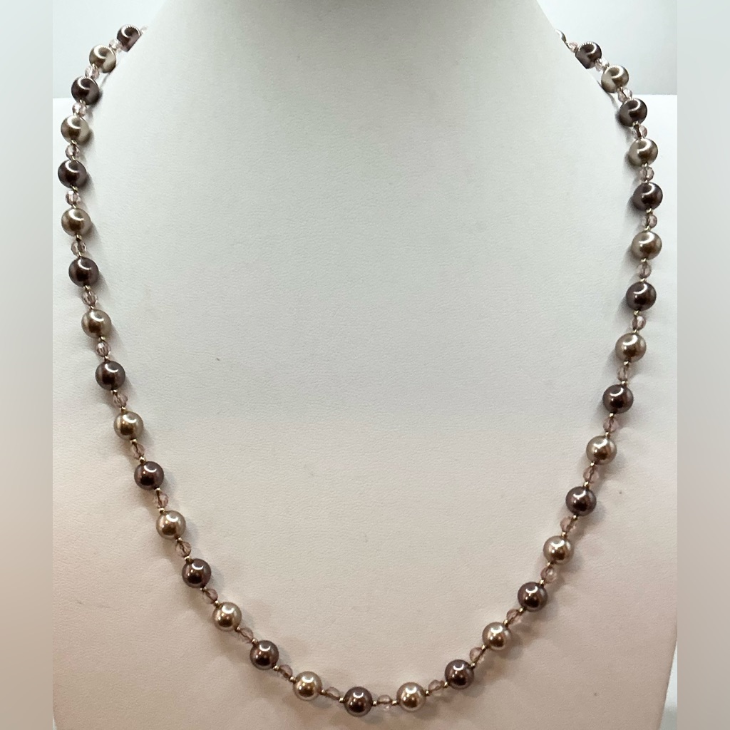 Vintage Roman Neutrall Brown Faux Pearl 24 Inch Strand Necklace 11$